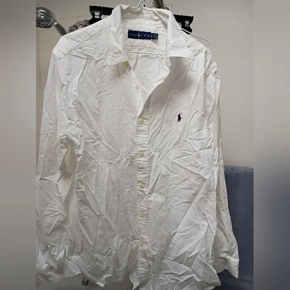 Polo Ralph Lauren White Button-Up Shirt Crisp White Cotton XL - Picture 1 of 5